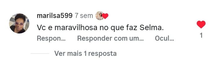 marilsa599, no Instagram: Vc e maravilhosa no que faz Selma.
